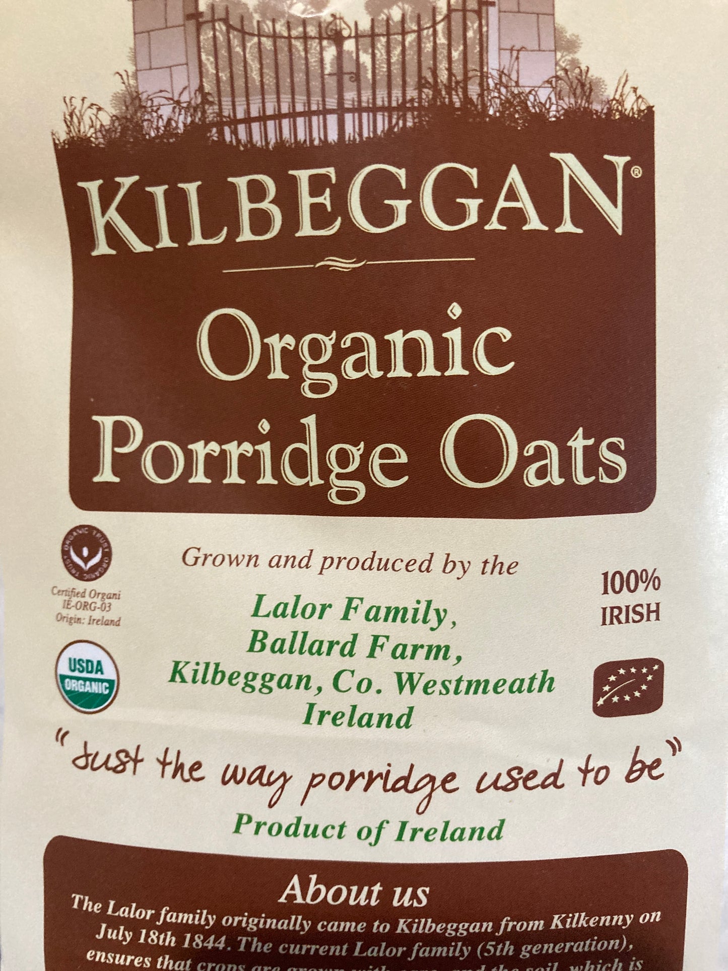 Kilbeggan Organic Porridge Oats
