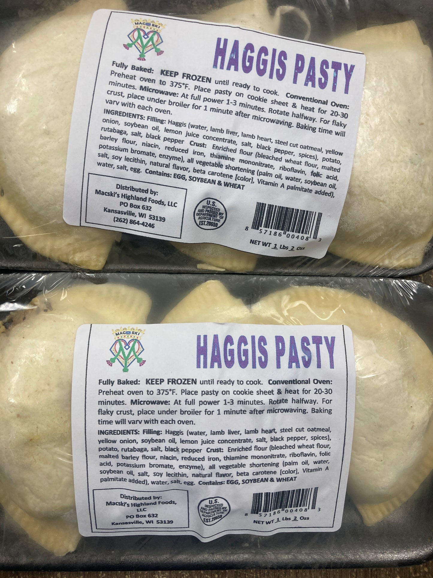 Macski's: Haggis Pasties: Lamb: 3 Pack 1lb