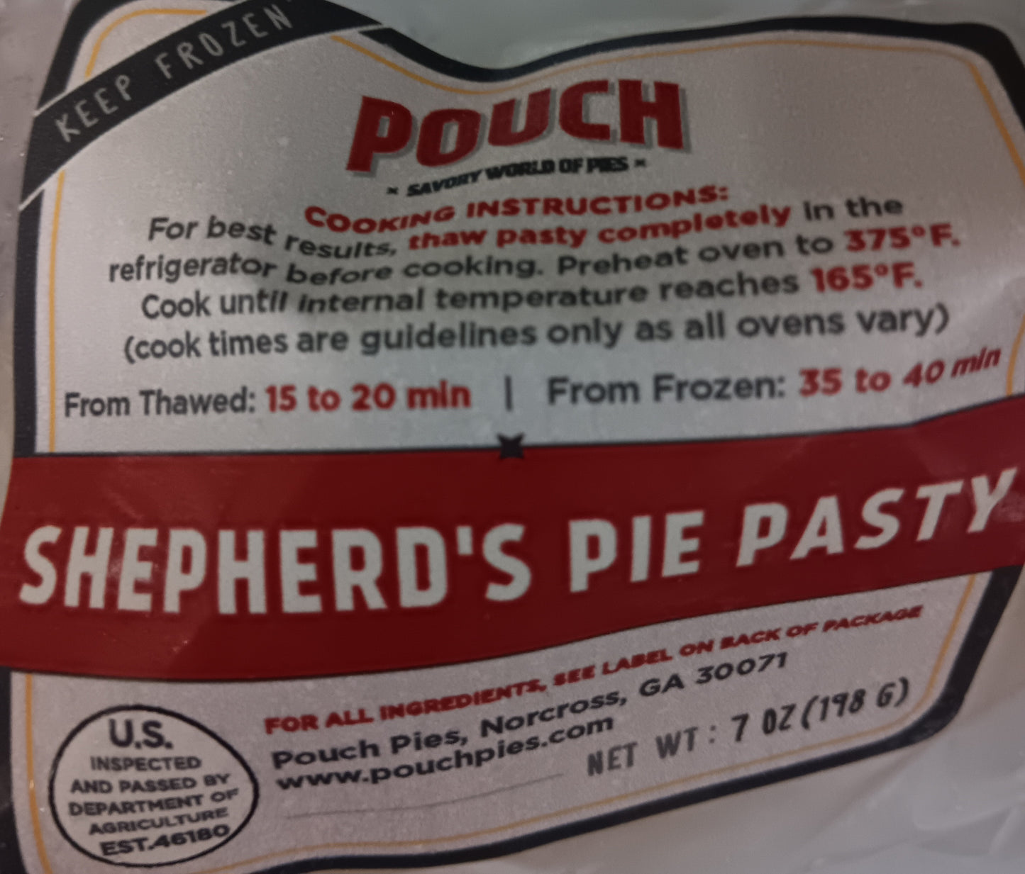 Pouch Pies: Shepherd's Pie Pasty