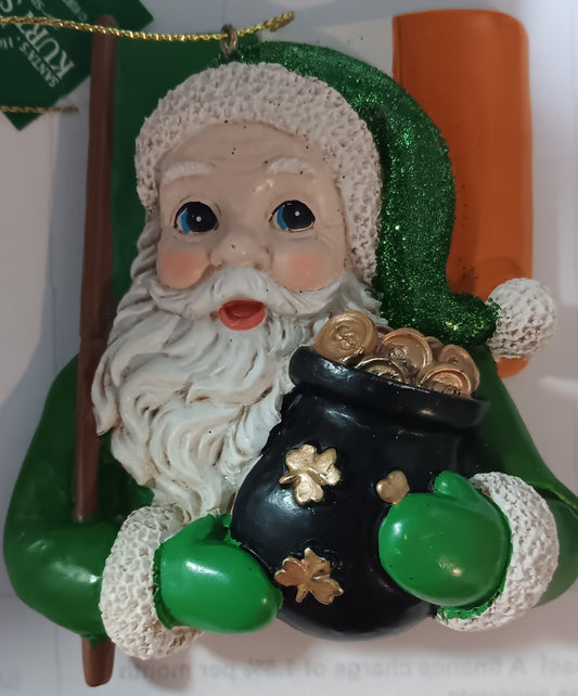 Ornament Irish Santa with Flag