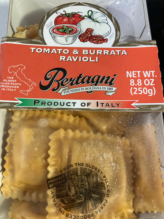 Sun-dried tomato and burrata ravioli