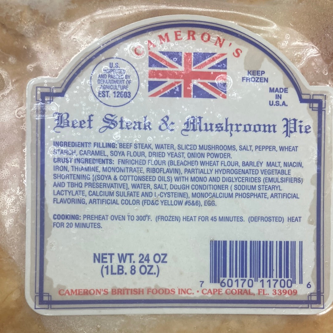 Cameron's: Beef Steak and Mushroom Pie 680g (24oz)