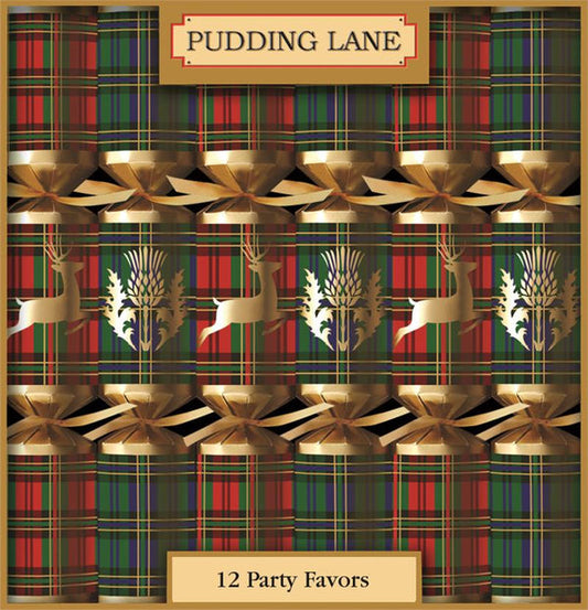 Pudding Lane: Red & Green Tartan Crackers: 12 Pack