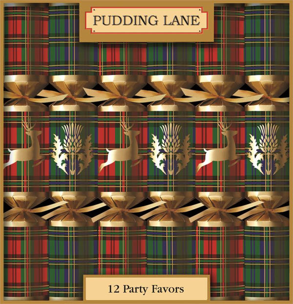 Pudding Lane Red & Green Tartan Crackers 12 Pack O'Malley's
