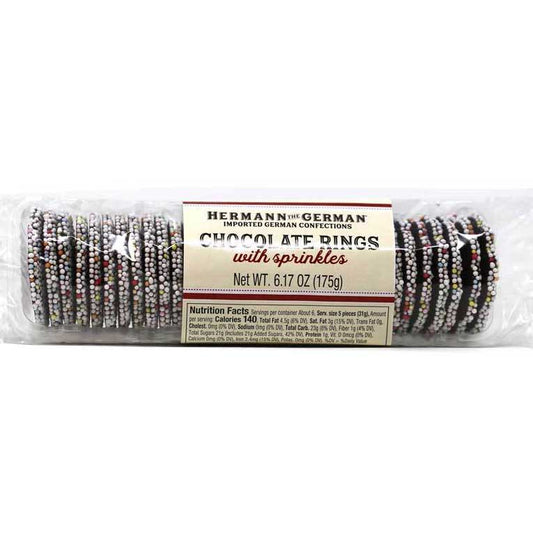 Hermann the German Chocolate Rings with Sprinkles, 6.17 oz