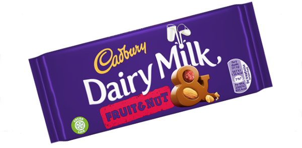 Cadbury: Dairy Milk: Fruit and Nut: Irish Small Bar 54g (1.9oz)