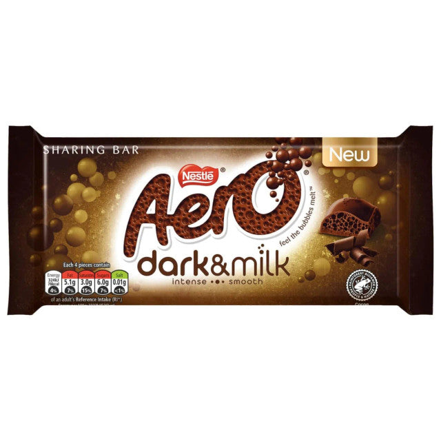 Aero: Dark & Milk Chocolate: Large Bar 90g (3.2oz)