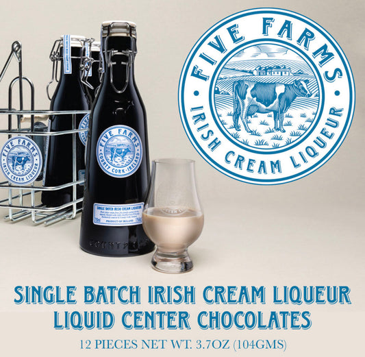 Five Farms Irish Cream Liqueur: Single Batch Irish Cream Liquid Center Chocolates: 12 Pieces 104g (3.7oz)